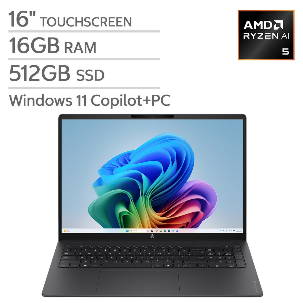 HP OmniBook 3 16" Touchscreen Laptop - AMD Ryzen AI 5 330 - Copilot+ PC - 2K (1920 x 1200) - 16GB Memory - 512GB SSD - Windows 11 Home – image 1