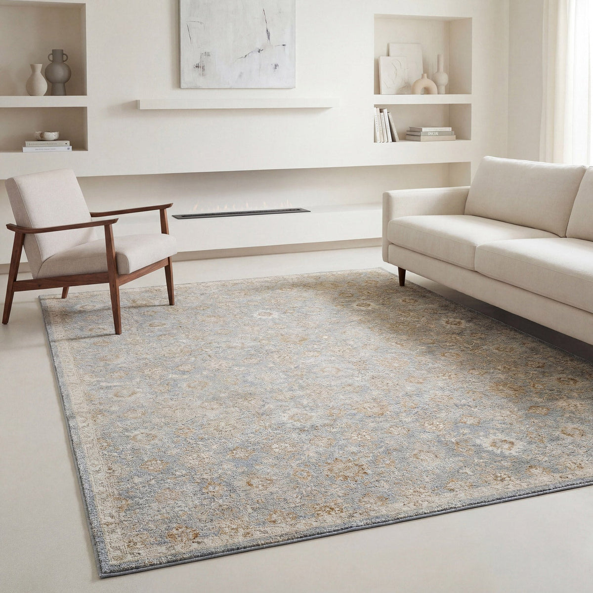 Surya Davinci Area Rug, Ashbourne Blue, 6’7” x 9’6”