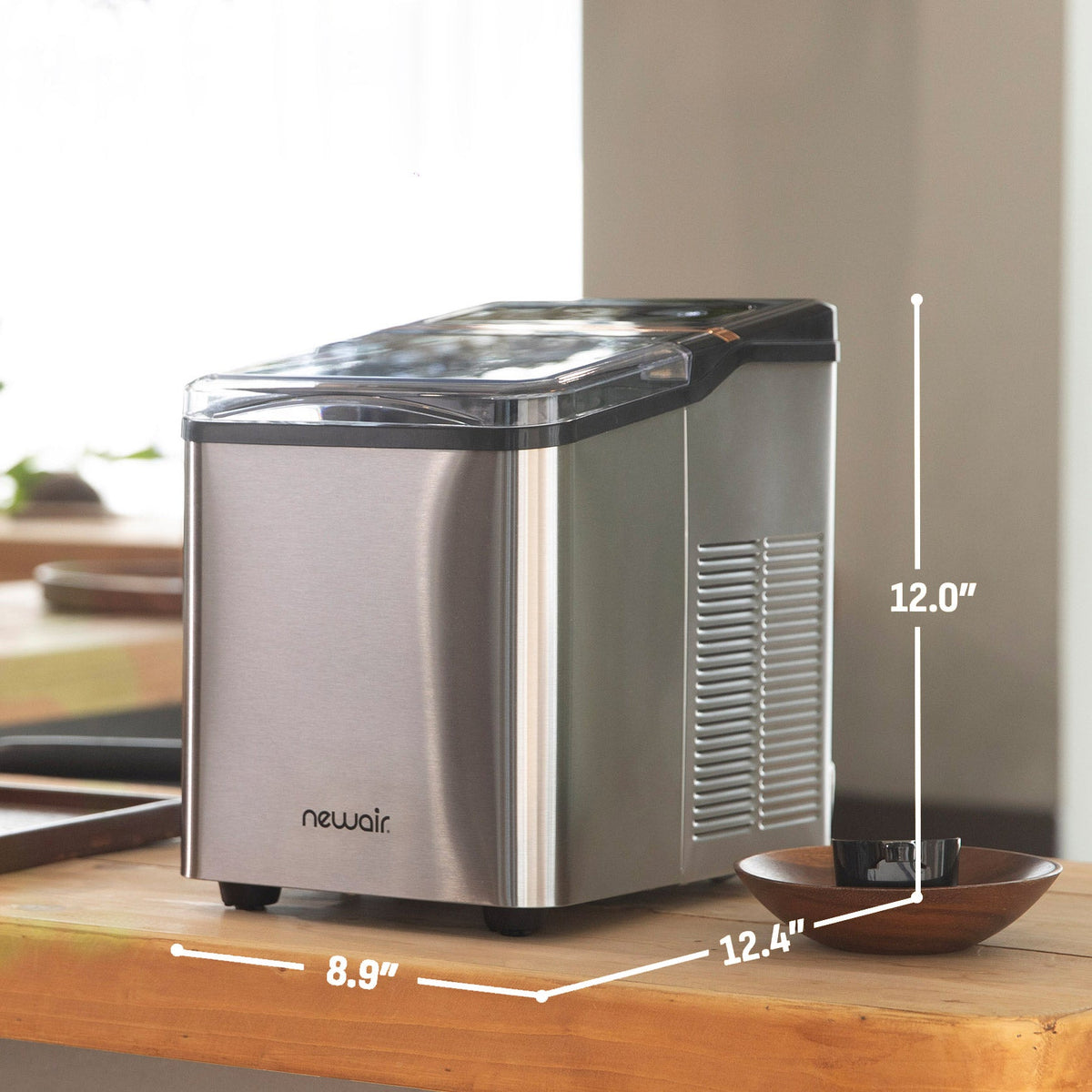 Newair Countertop Nugget Ice Maker, 30 lbs, Stainless Steel