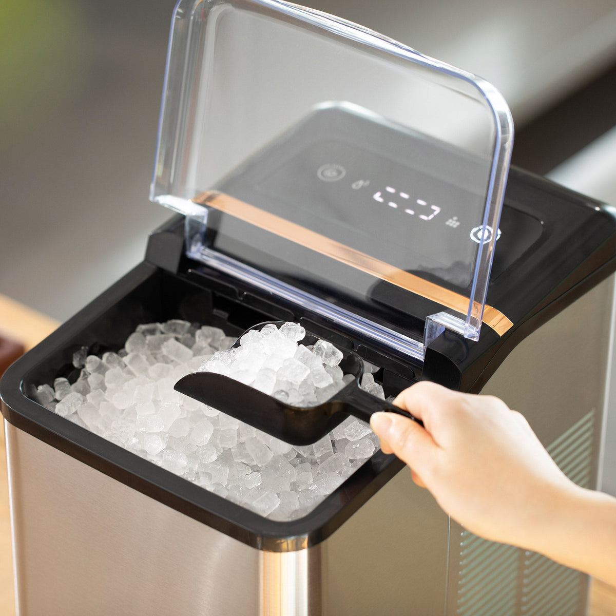 Newair Countertop Nugget Ice Maker, 30 lbs, Stainless Steel