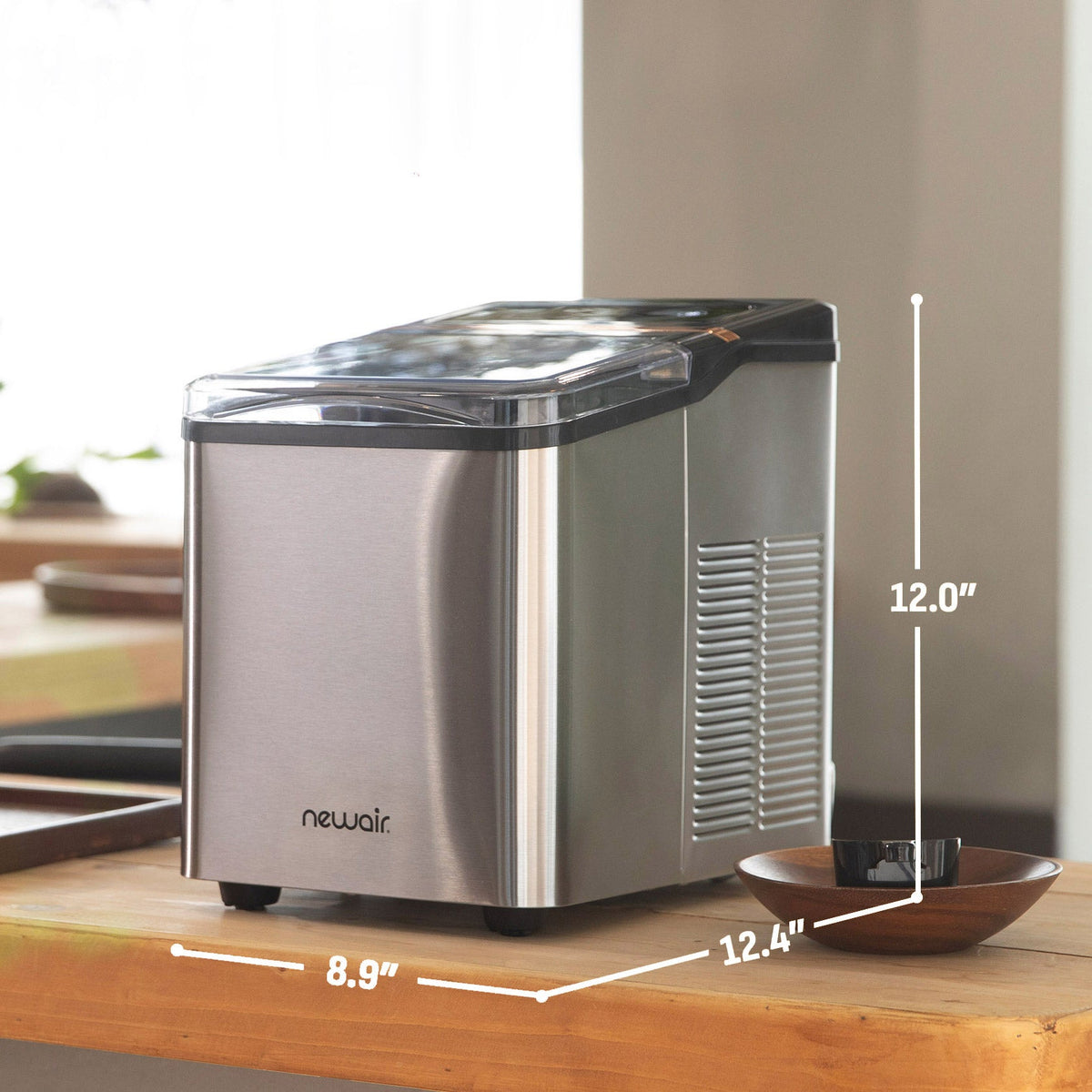 Newair Countertop Nugget Ice Maker, 30 lbs, Stainless Steel