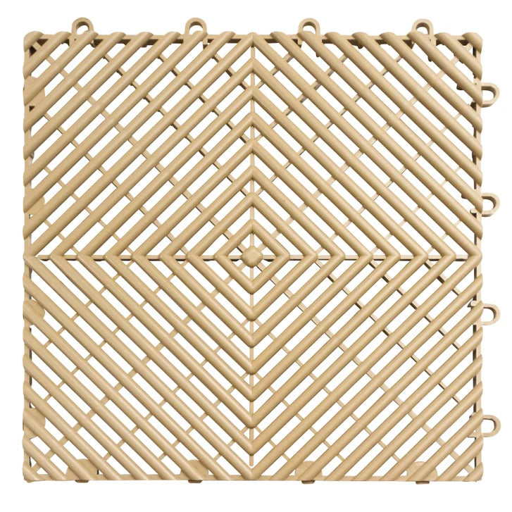 [color:beige] MotoFloor Vented Modular Garage Flooring Tiles - Beige - image 1