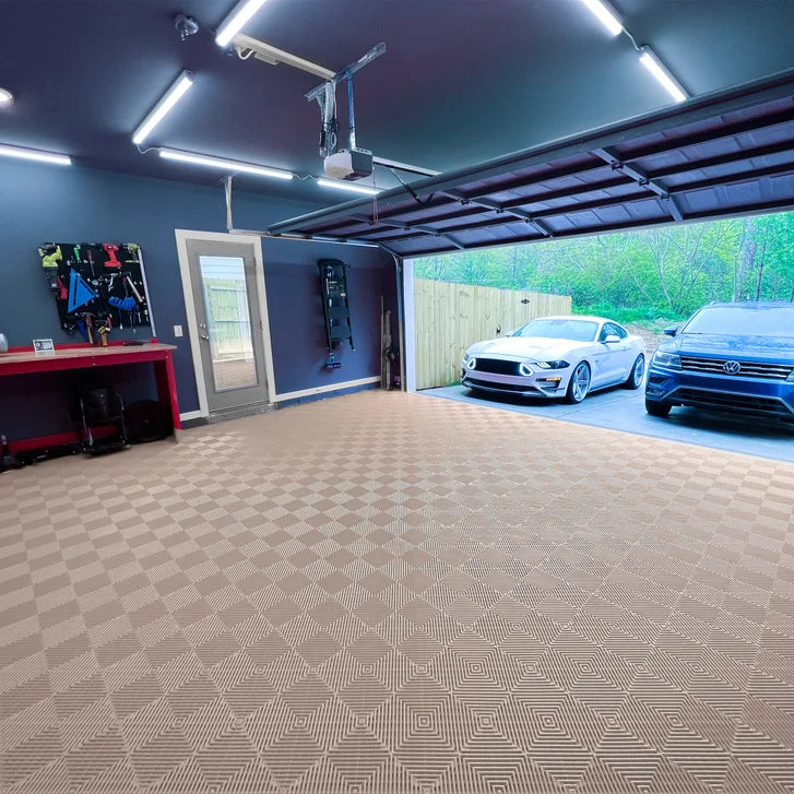 [color:beige] MotoFloor Vented Modular Garage Flooring Tiles - Beige - image 2