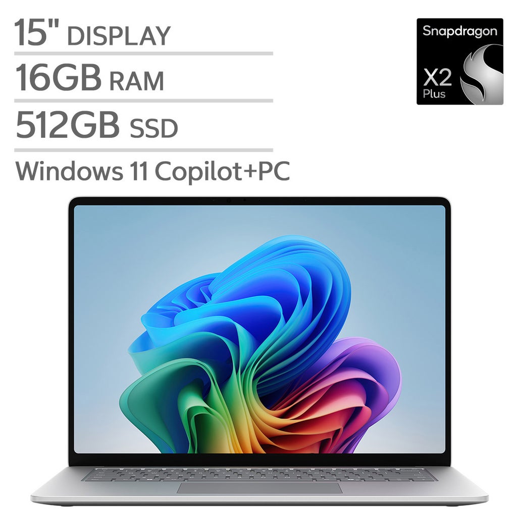 Microsoft Surface Laptop Copilot+ PC 15" - Qualcomm Snapdragon X2 Plus Processor - PixelSense 3270 x 2180 Touchscreen - Windows 11 - 16GB RAM - 512GB SSD – image 1