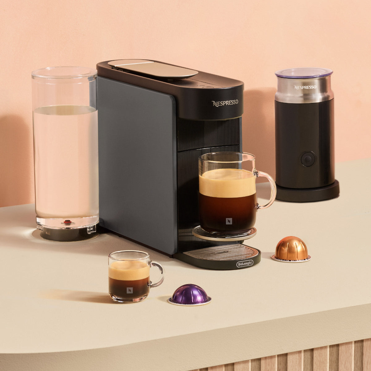 Nespresso Vertuo UP Coffee and Espresso Maker by DeLonghi, Graphite with Aeroccino Milk Frother