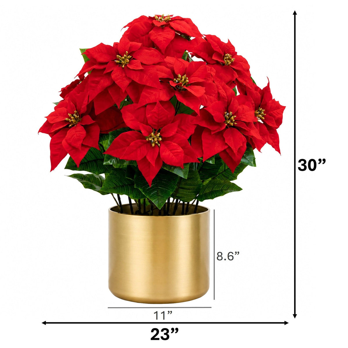 30" Pre-Lit Faux Red Velvet Poinsettia Pot
