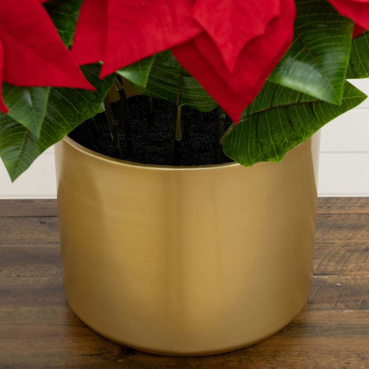 30" Pre-Lit Faux Red Velvet Poinsettia Pot