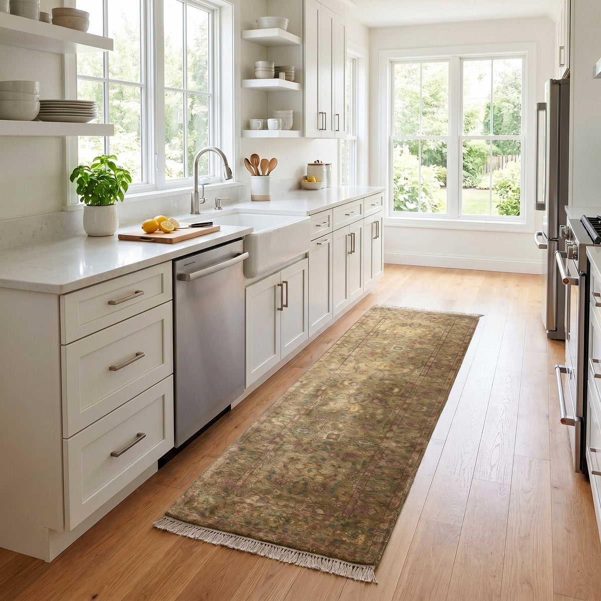 Chatsworth Hand Knotted Rug Collection, Dover Gold, 2'5" x 8'