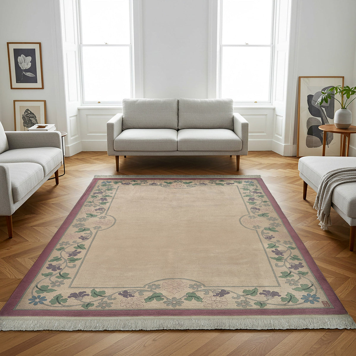 Pagoda Hand Knotted Rug Collection, Zurich Rose