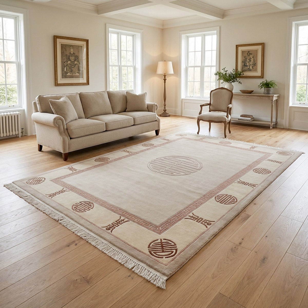 Pagoda Hand Knotted Rug Collection, Vienne Beige