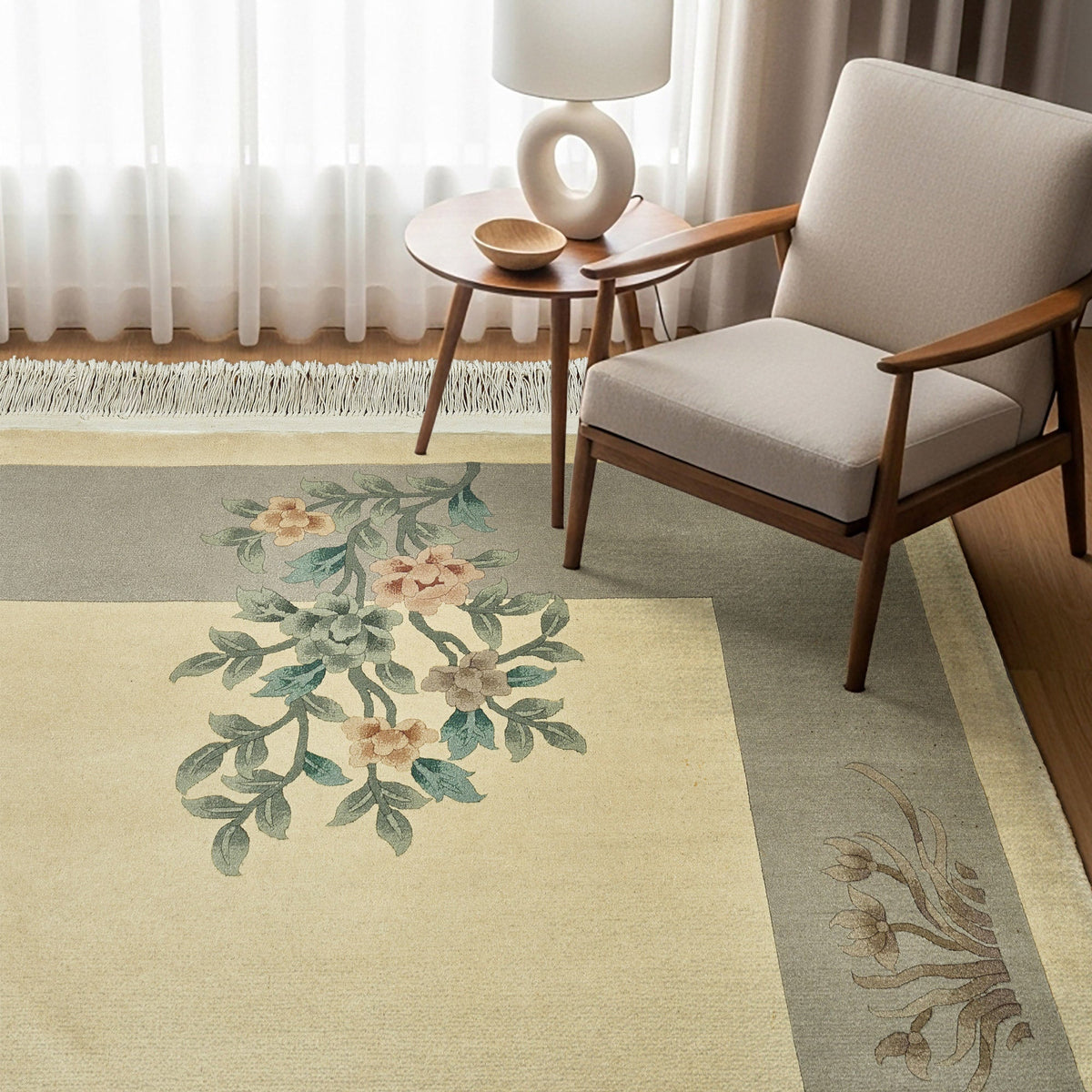 Pagoda Hand Knotted Rug Collection, Emmen Ivory