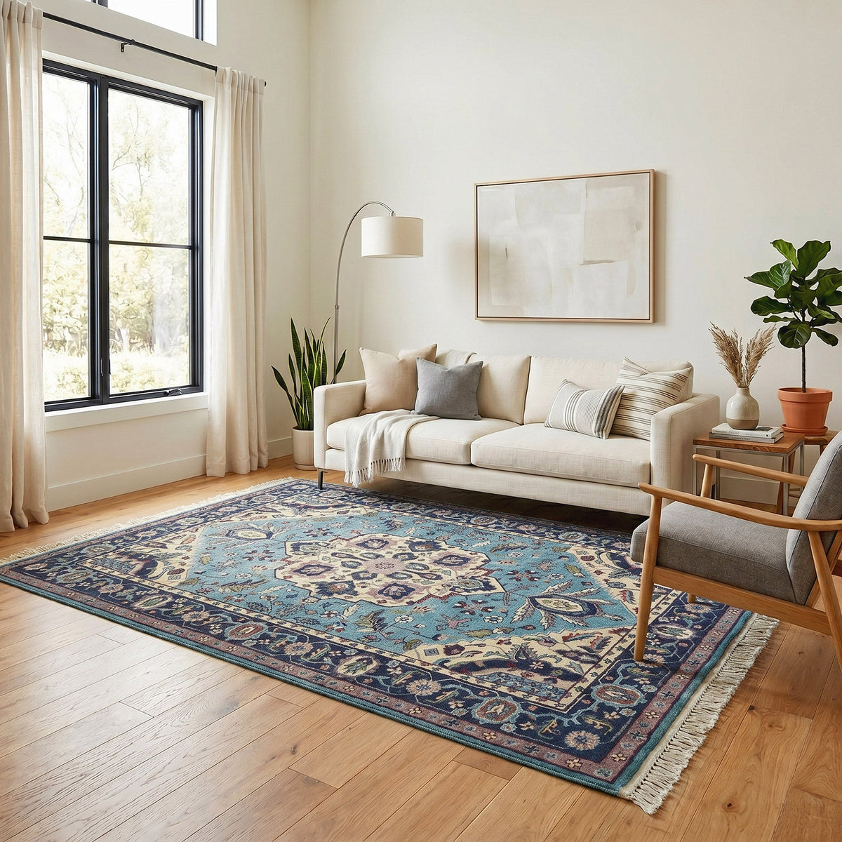 Montacute Hand Knotted Rug Collection, Capri Blue