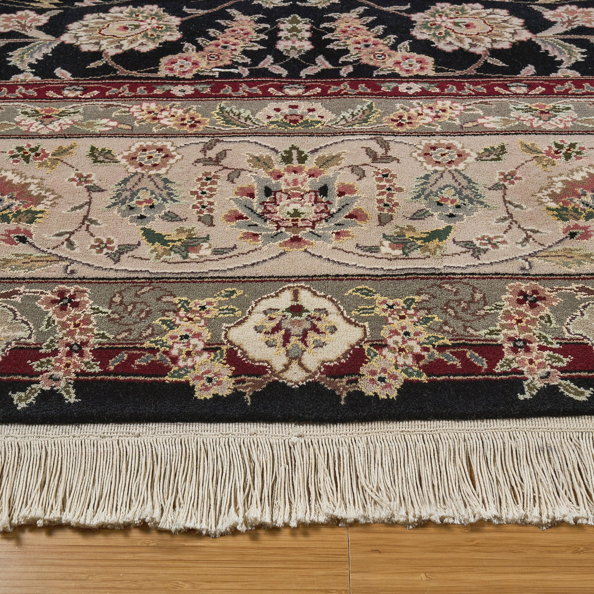 Montacute Hand Knotted Area Rug, Brussels Black, 8' x 10'