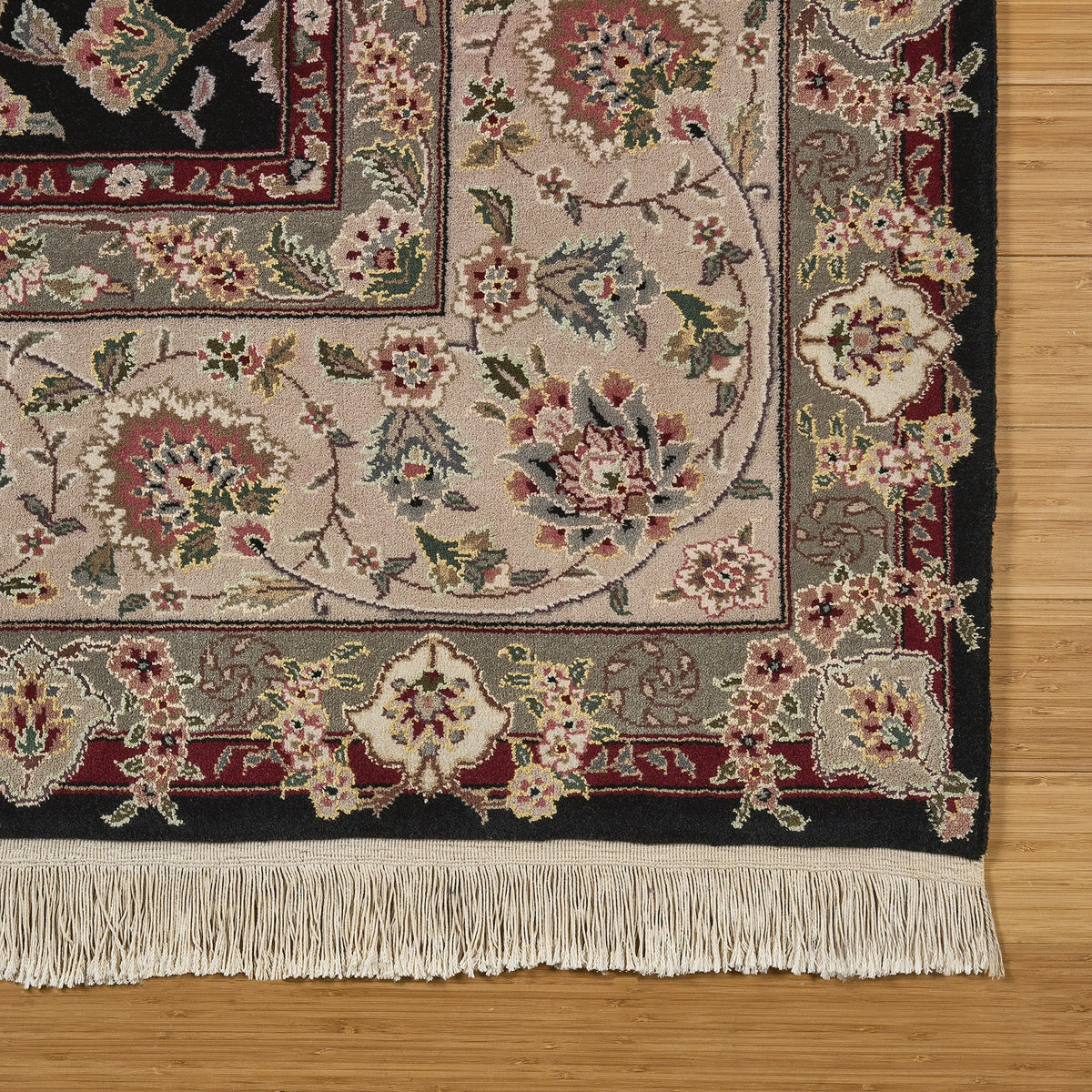 Montacute Hand Knotted Area Rug, Brussels Black, 8' x 10'