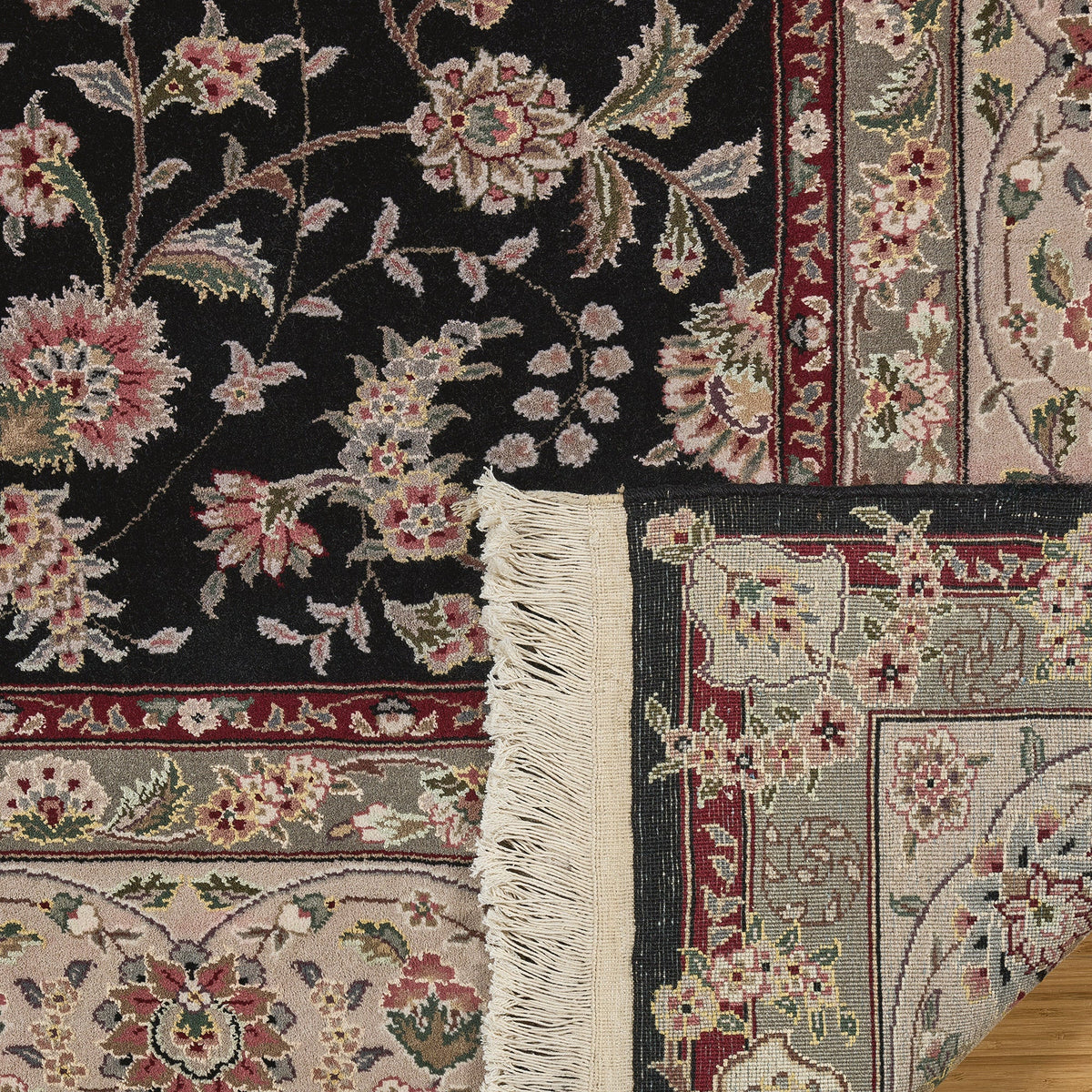 Montacute Hand Knotted Area Rug, Brussels Black, 8' x 10'
