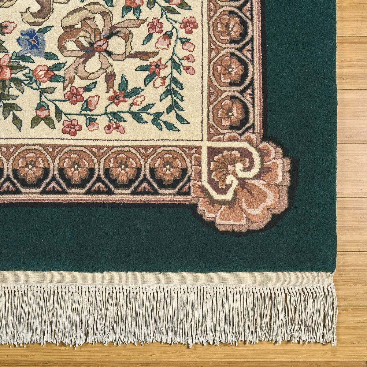 Montacute Hand Knotted Area Rug, Trieste Green, 9' x 12'