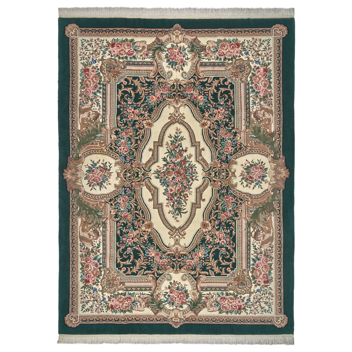 Montacute Hand Knotted Area Rug, Trieste Green, 9' x 12'