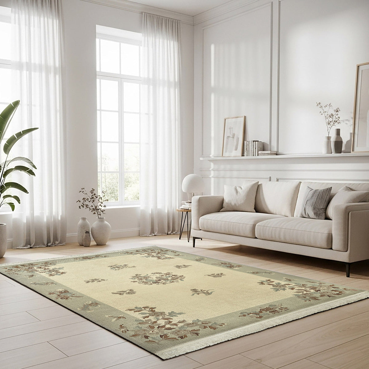 Pagoda Hand Knotted Rug Collection, Allaine Ivory