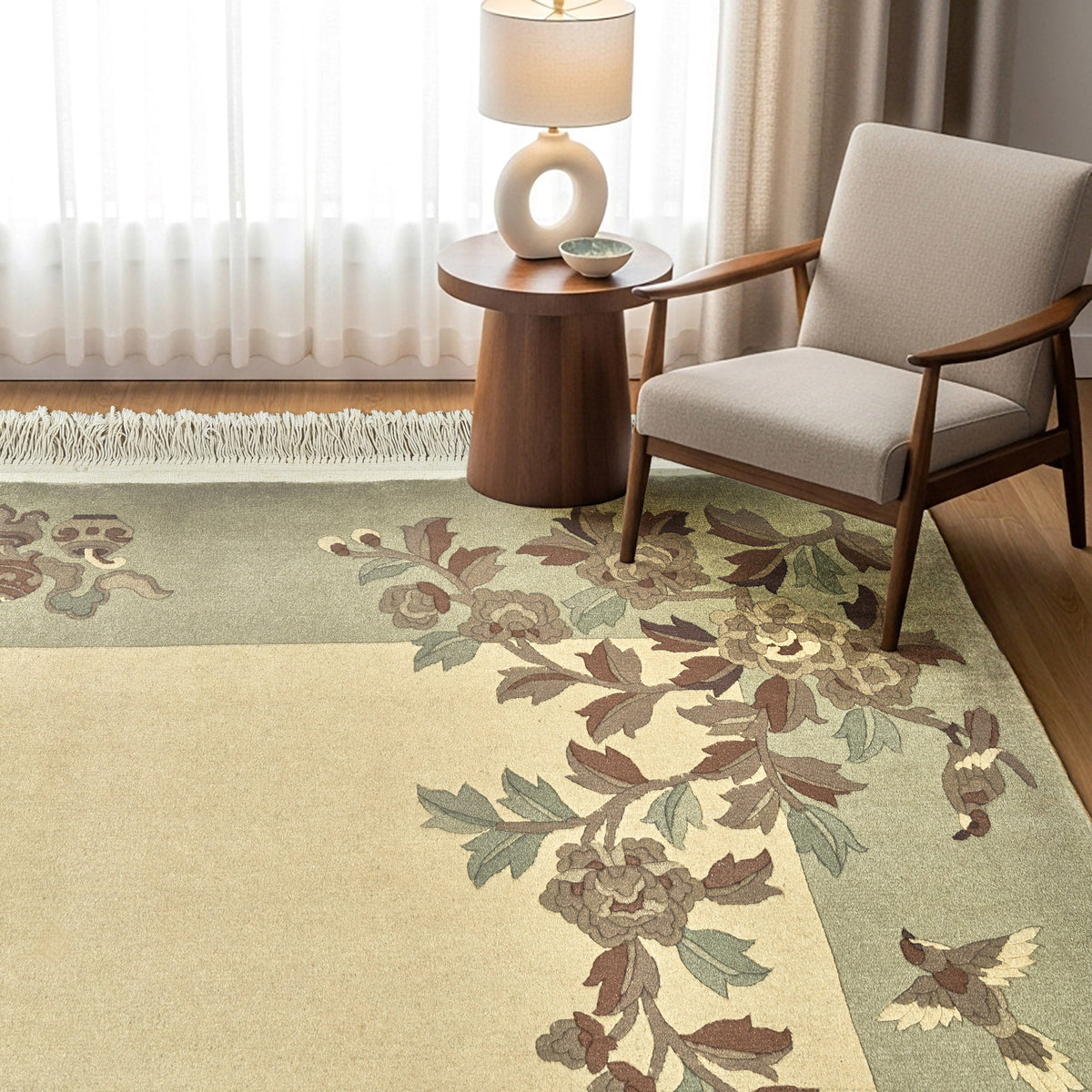 Pagoda Hand Knotted Rug Collection, Allaine Ivory