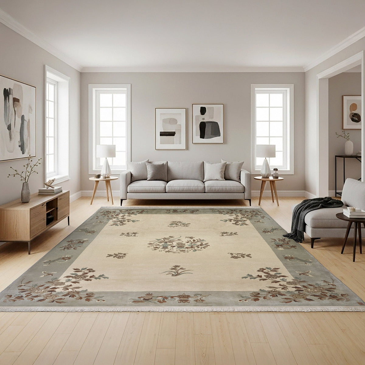 Pagoda Hand Knotted Rug Collection, Allaine Ivory