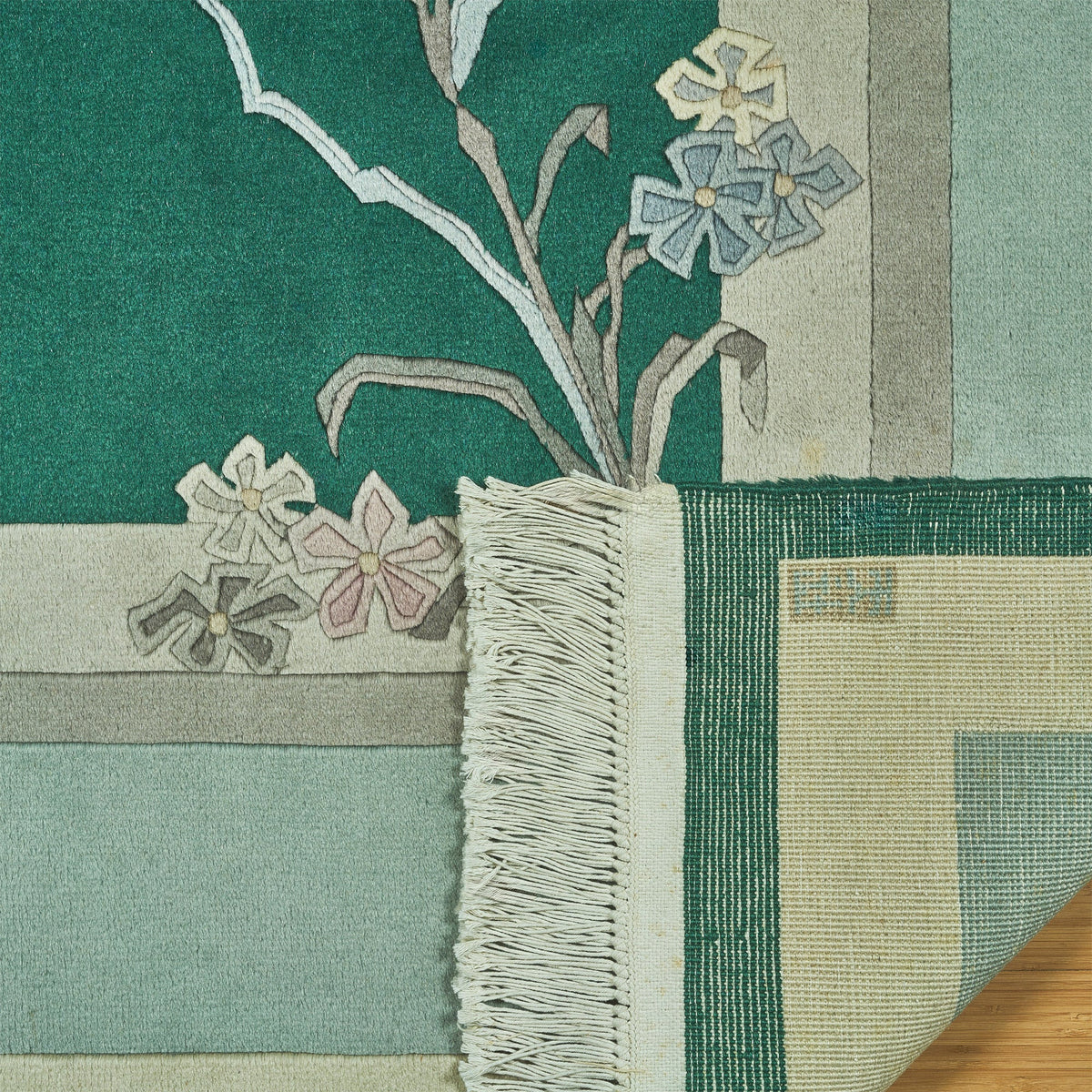 Pagoda Hand Knotted Rug Collection, Urdorf Green, 6' x 9'