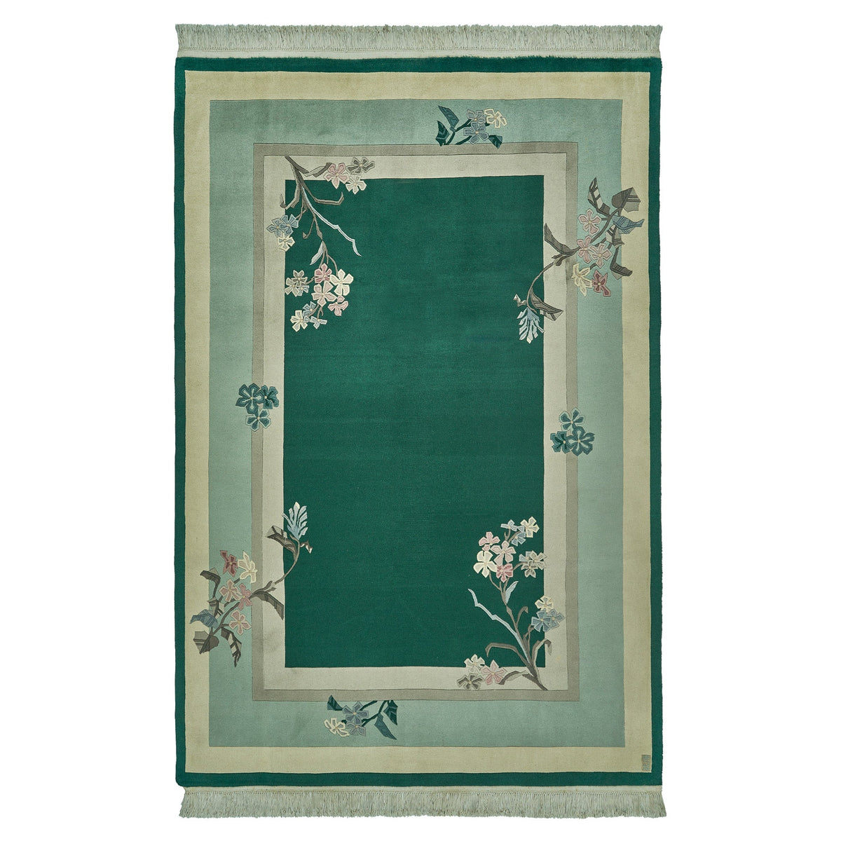 Pagoda Hand Knotted Rug Collection, Urdorf Green, 6' x 9'