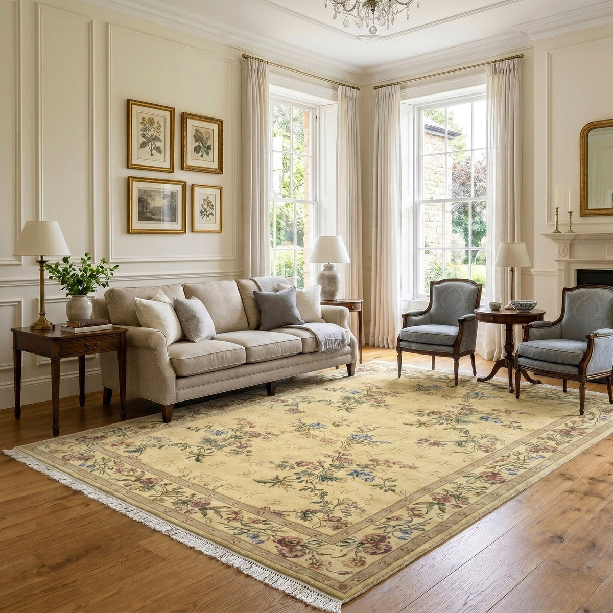 Montacute Hand Knotted Area Rug, Perugia Sand, 9' x 12'