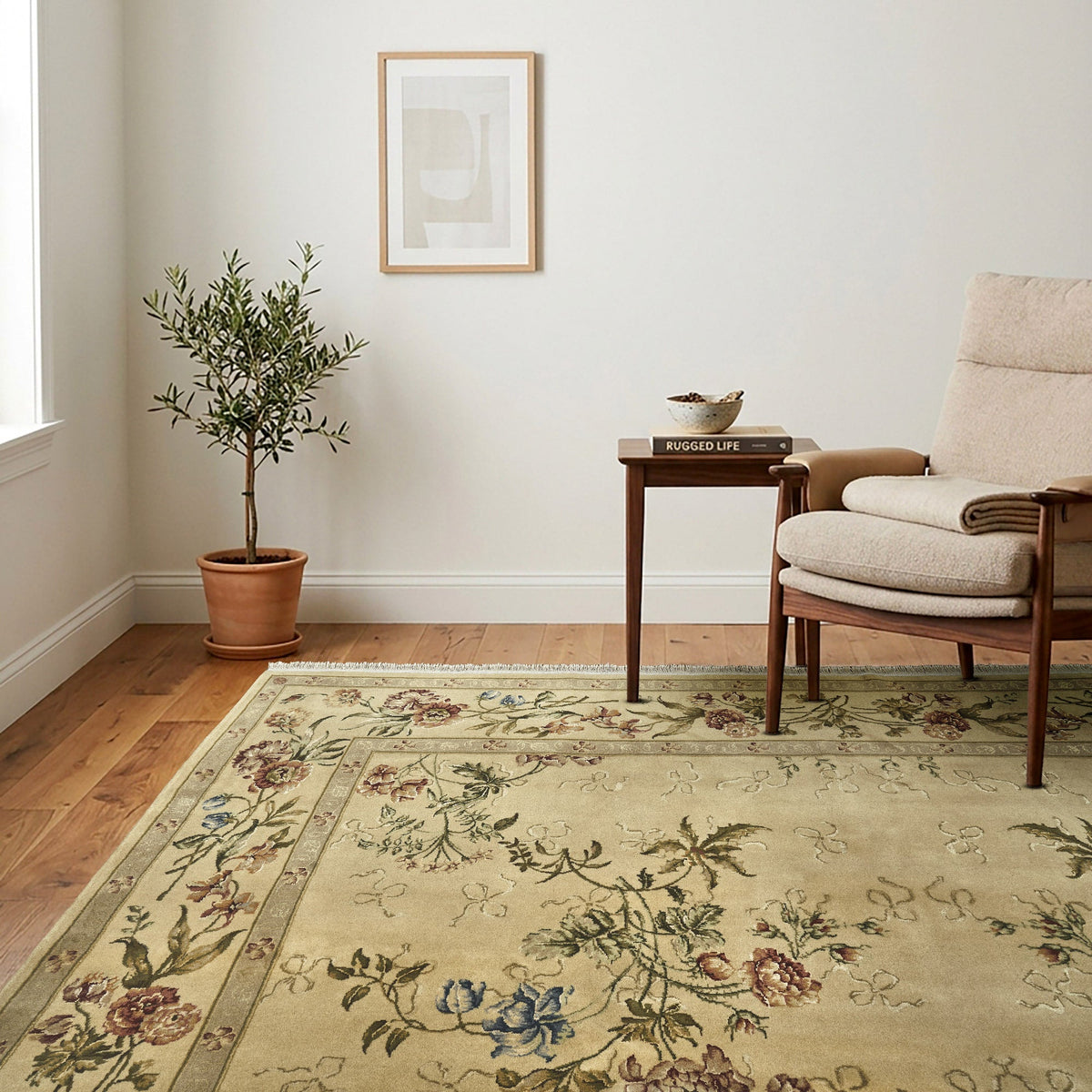 Montacute Hand Knotted Area Rug, Perugia Sand, 9' x 12'