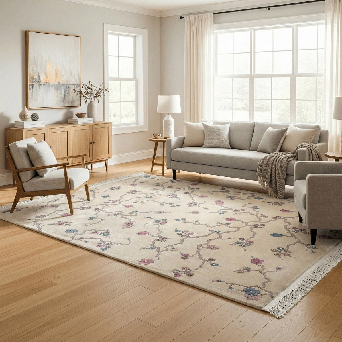 Pagoda Hand Knotted Rug Collection, Basel Ivory