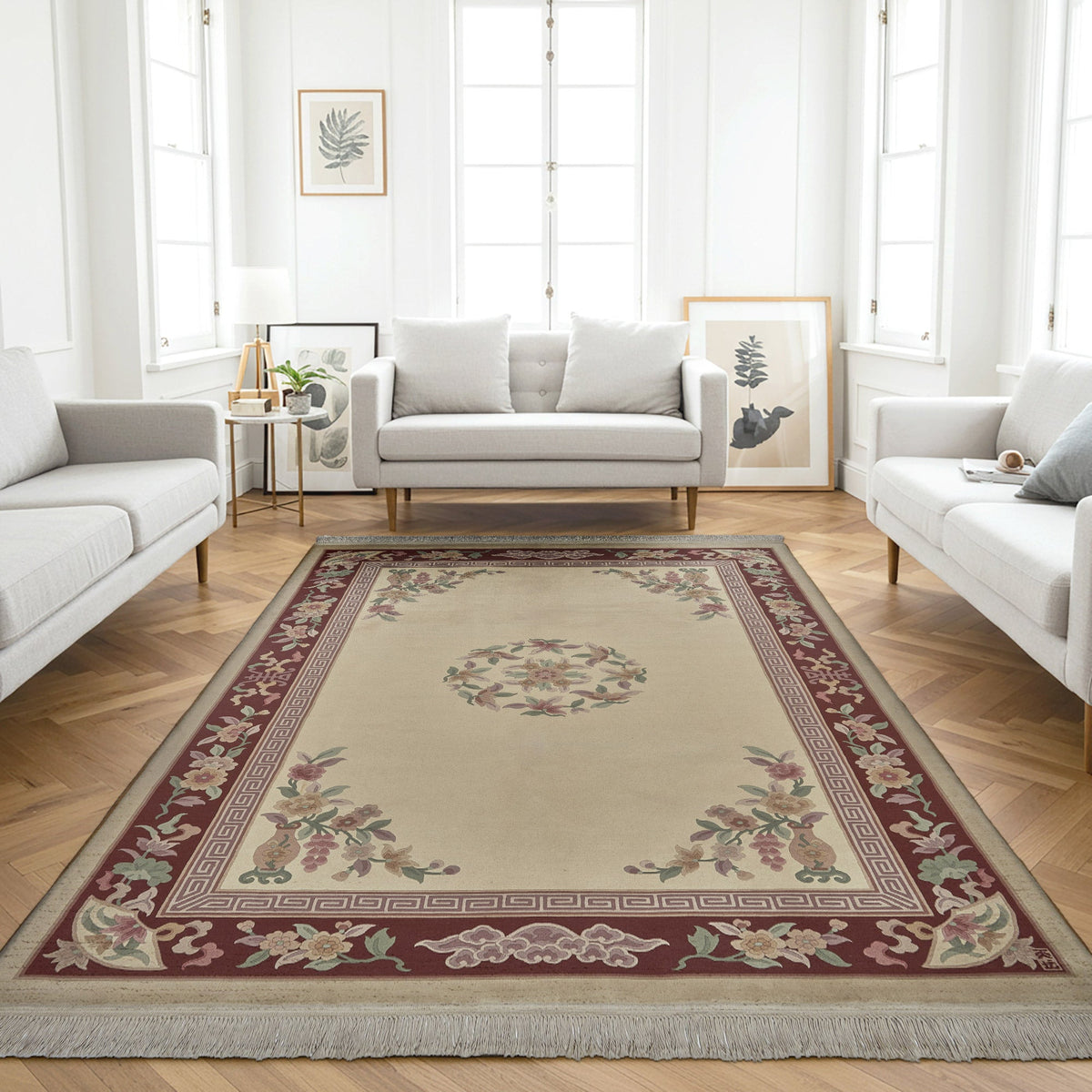 Pagoda Hand Knotted Rug Collection, Lenzburg Ivory