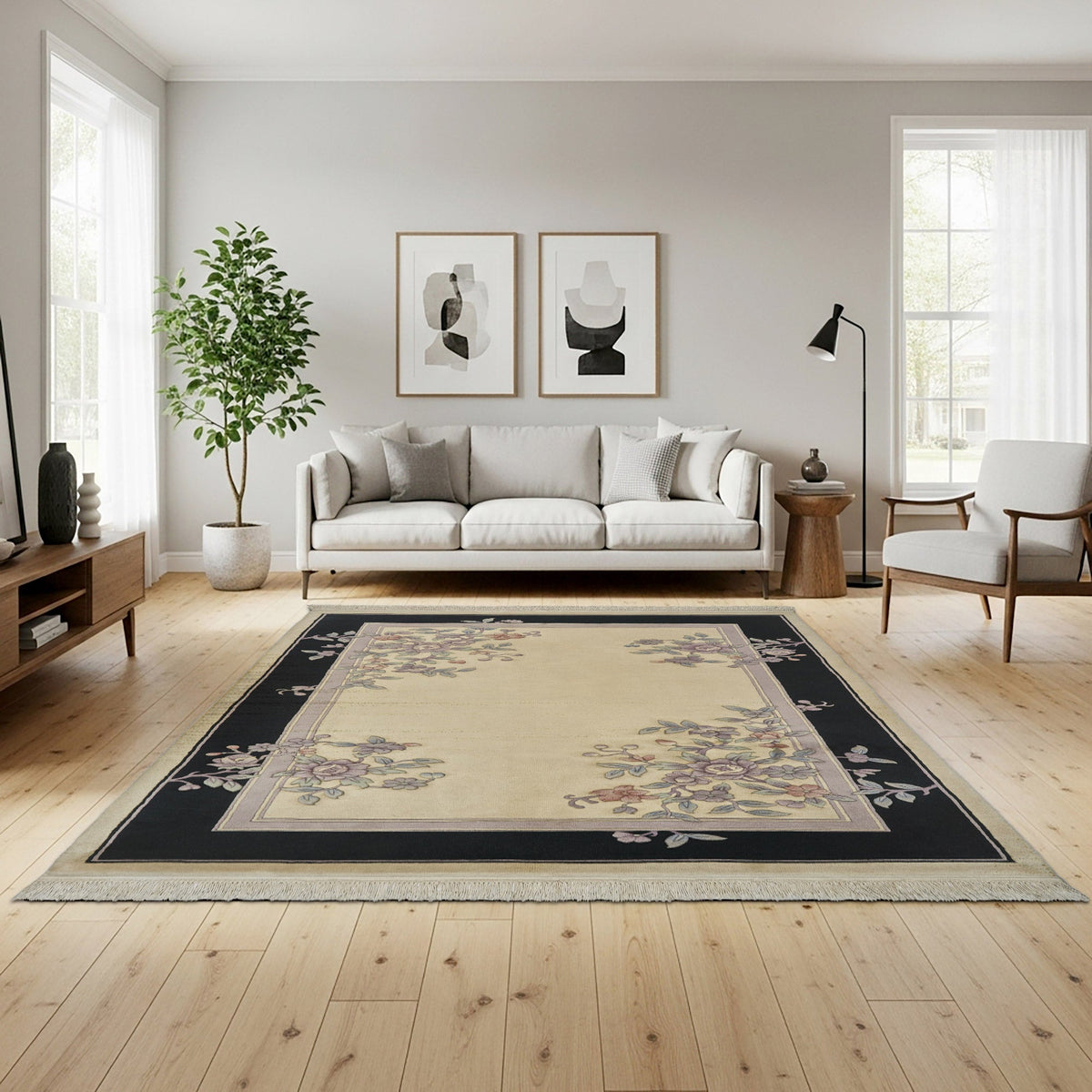 Pagoda Hand Knotted Rug Collection, Clermont Ivory