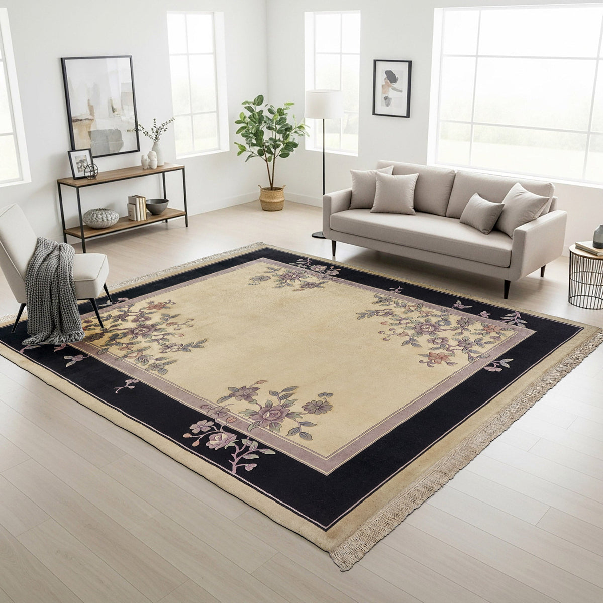 Pagoda Hand Knotted Rug Collection, Clermont Ivory