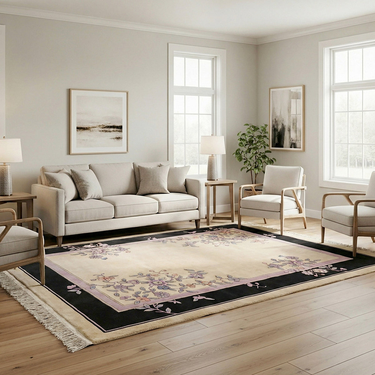 Pagoda Hand Knotted Rug Collection, Clermont Ivory