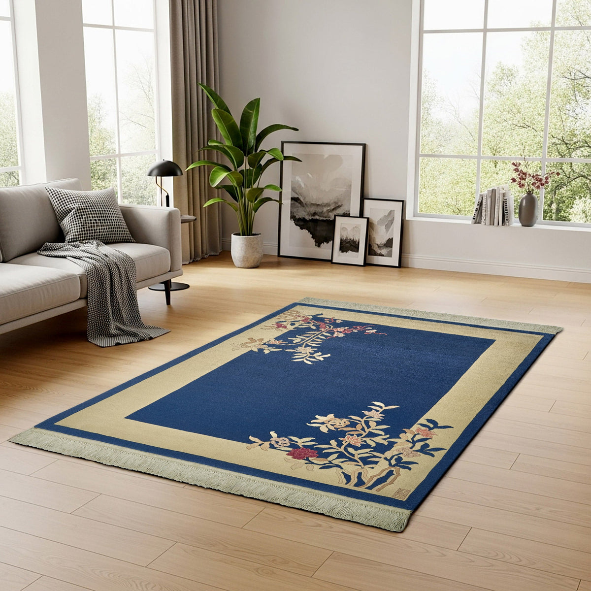 Pagoda Hand Knotted Rug Collection, Chalais Blue