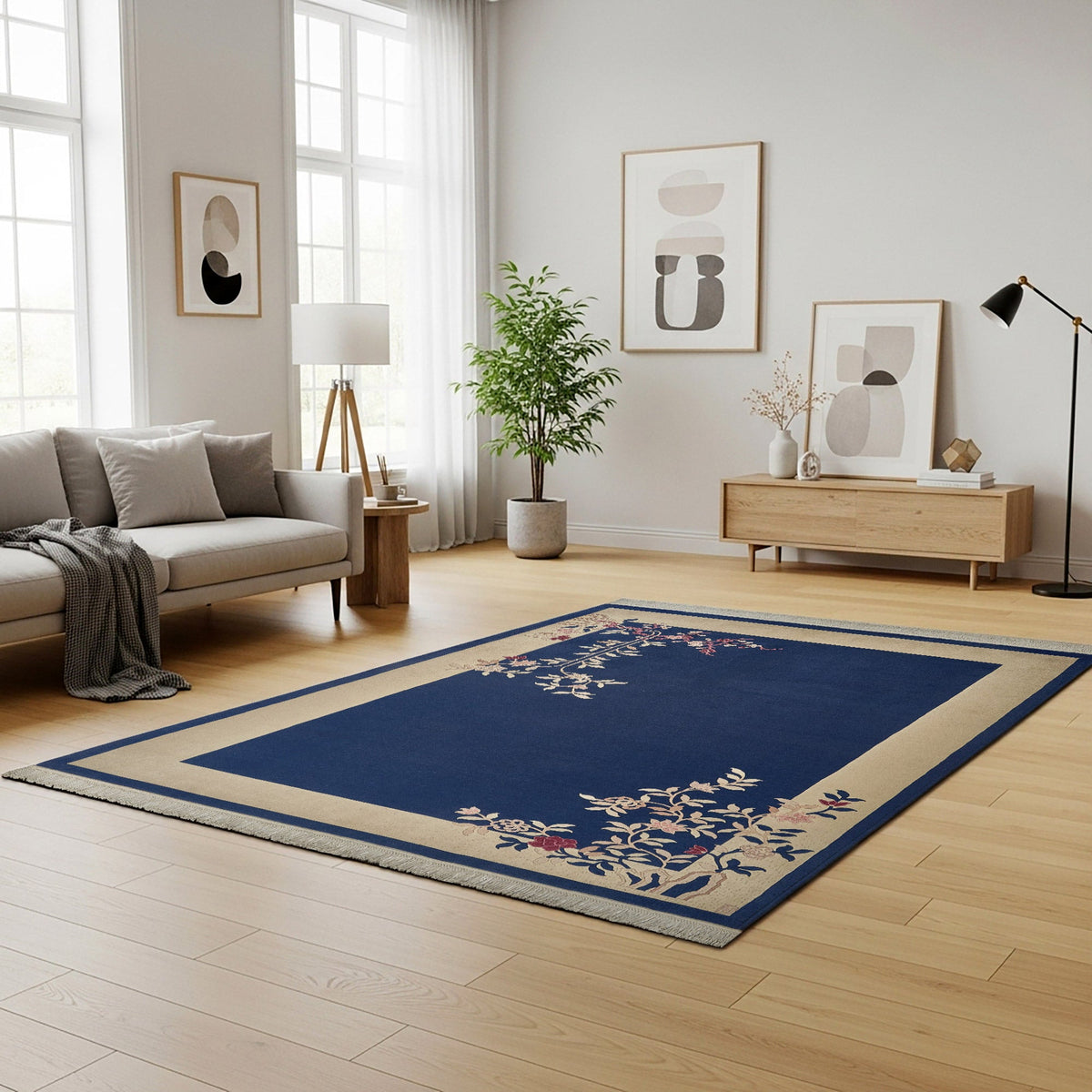 Pagoda Hand Knotted Rug Collection, Chalais Blue
