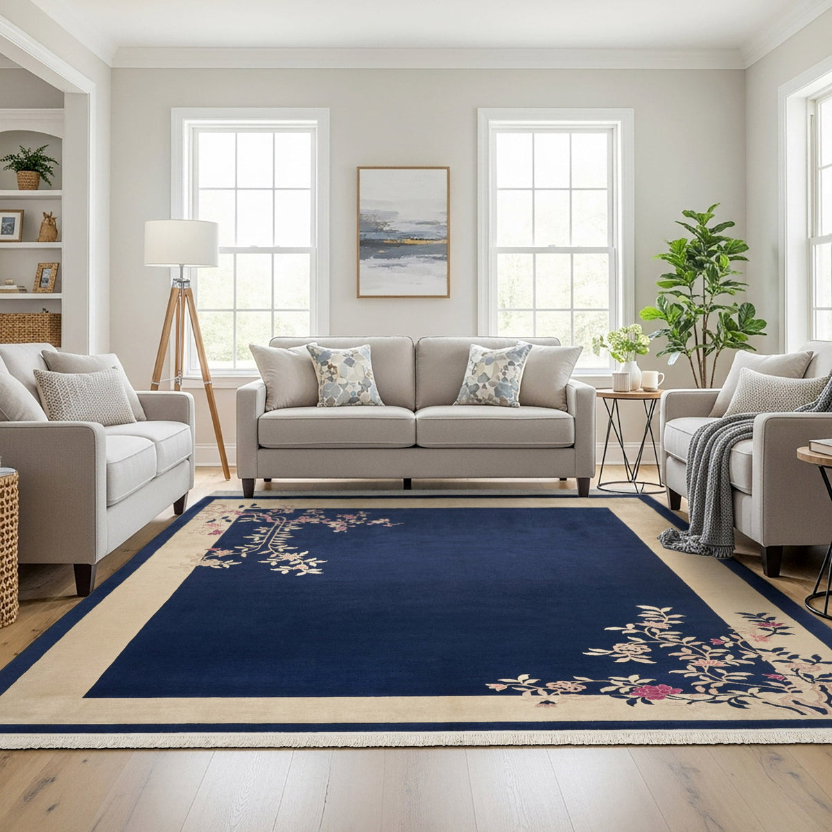 Pagoda Hand Knotted Rug Collection, Chalais Blue