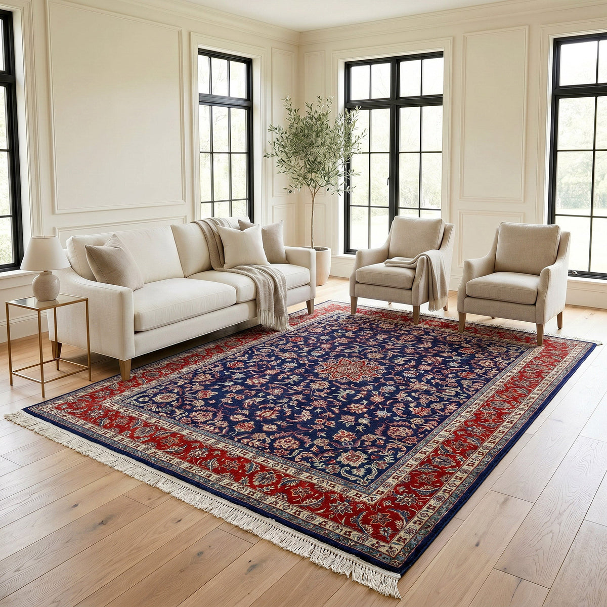 Montacute Hand Knotted Area Rug, Bilbao Navy, 8' x 10'