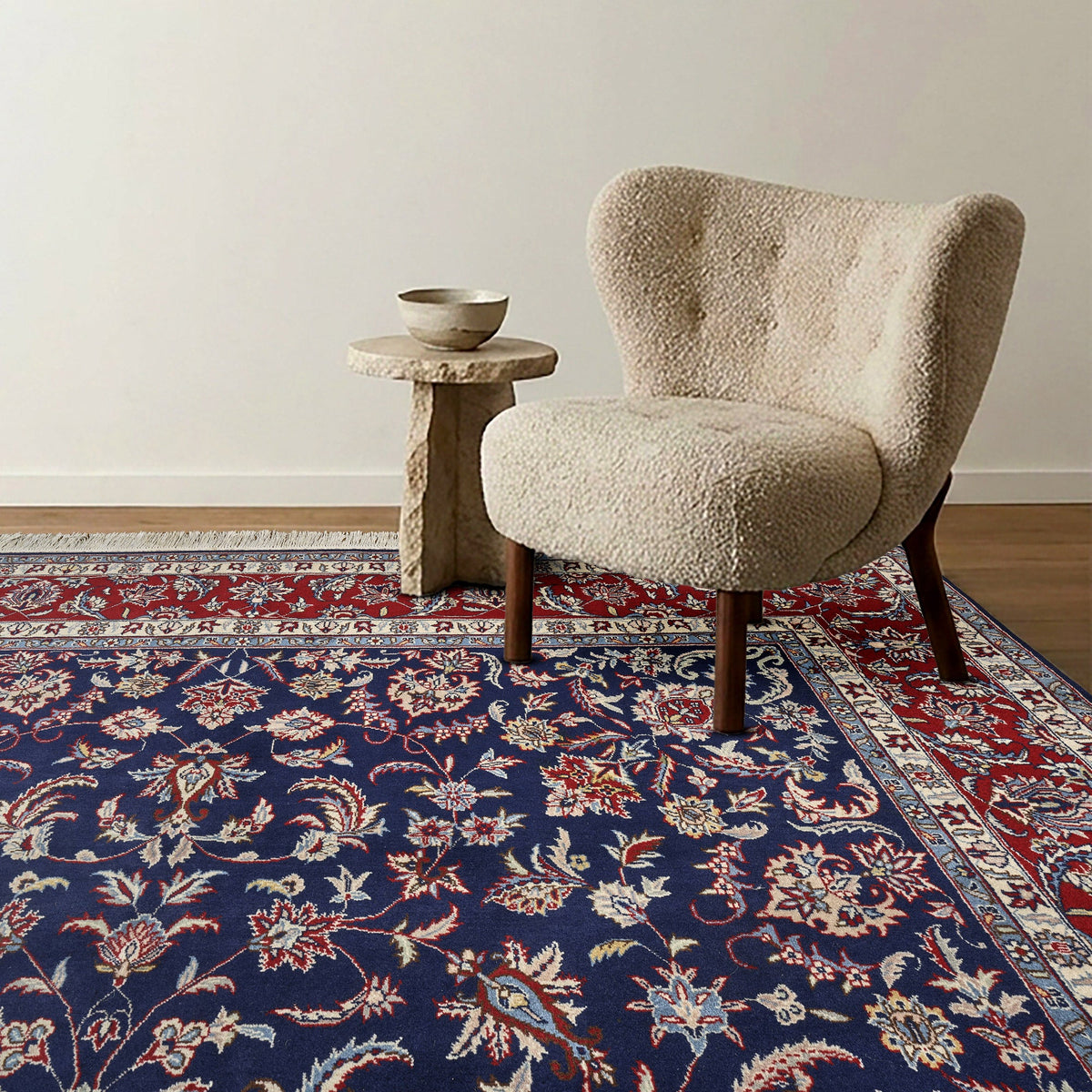 Montacute Hand Knotted Area Rug, Bilbao Navy, 8' x 10'