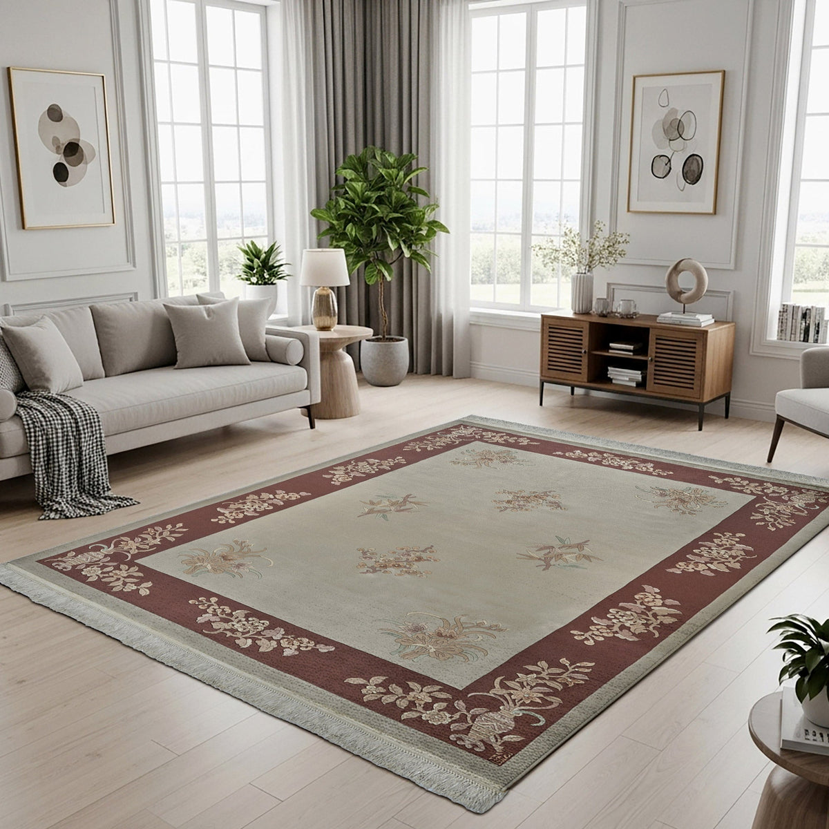 Pagoda Hand Knotted Rug Collection, Morges Red