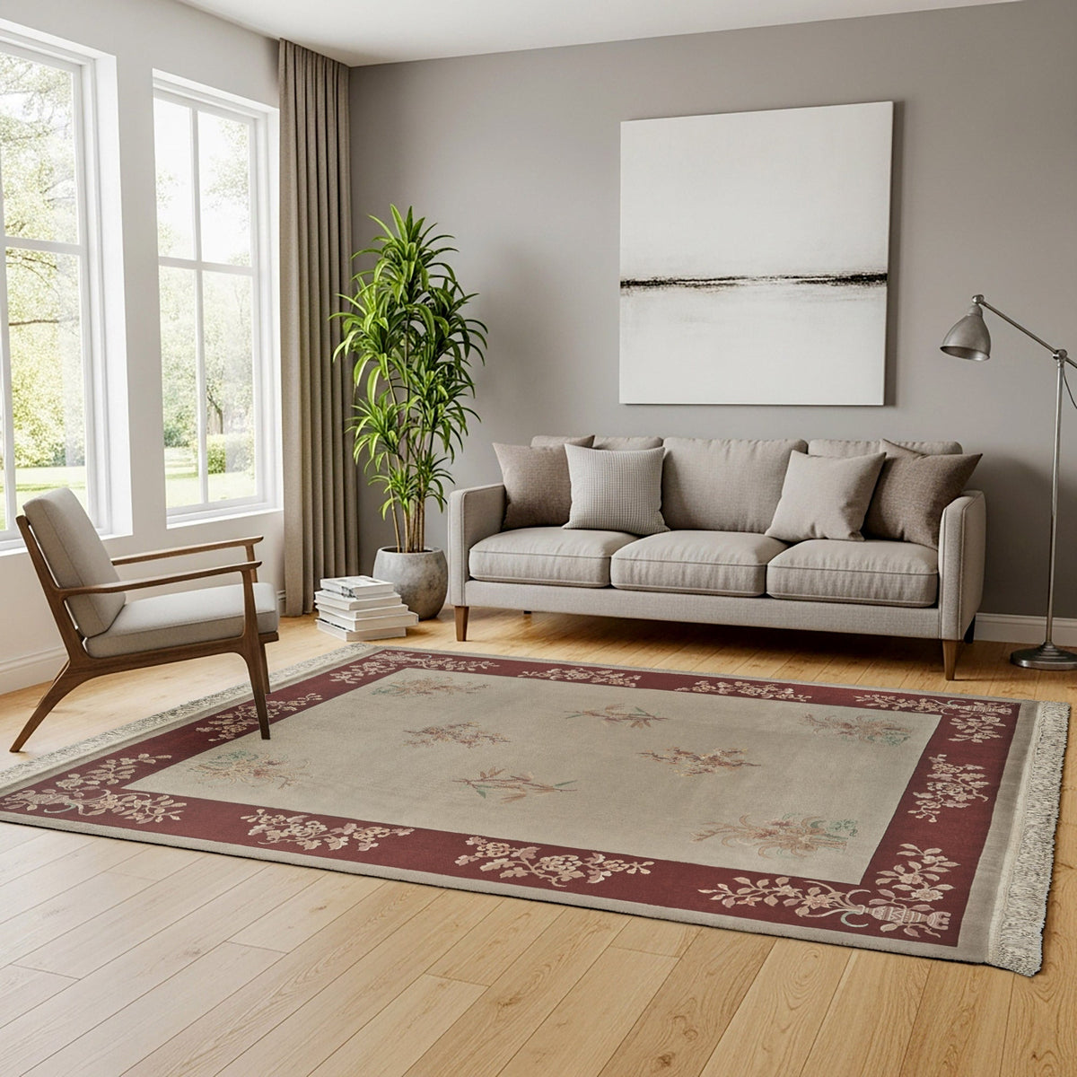 Pagoda Hand Knotted Rug Collection, Morges Red