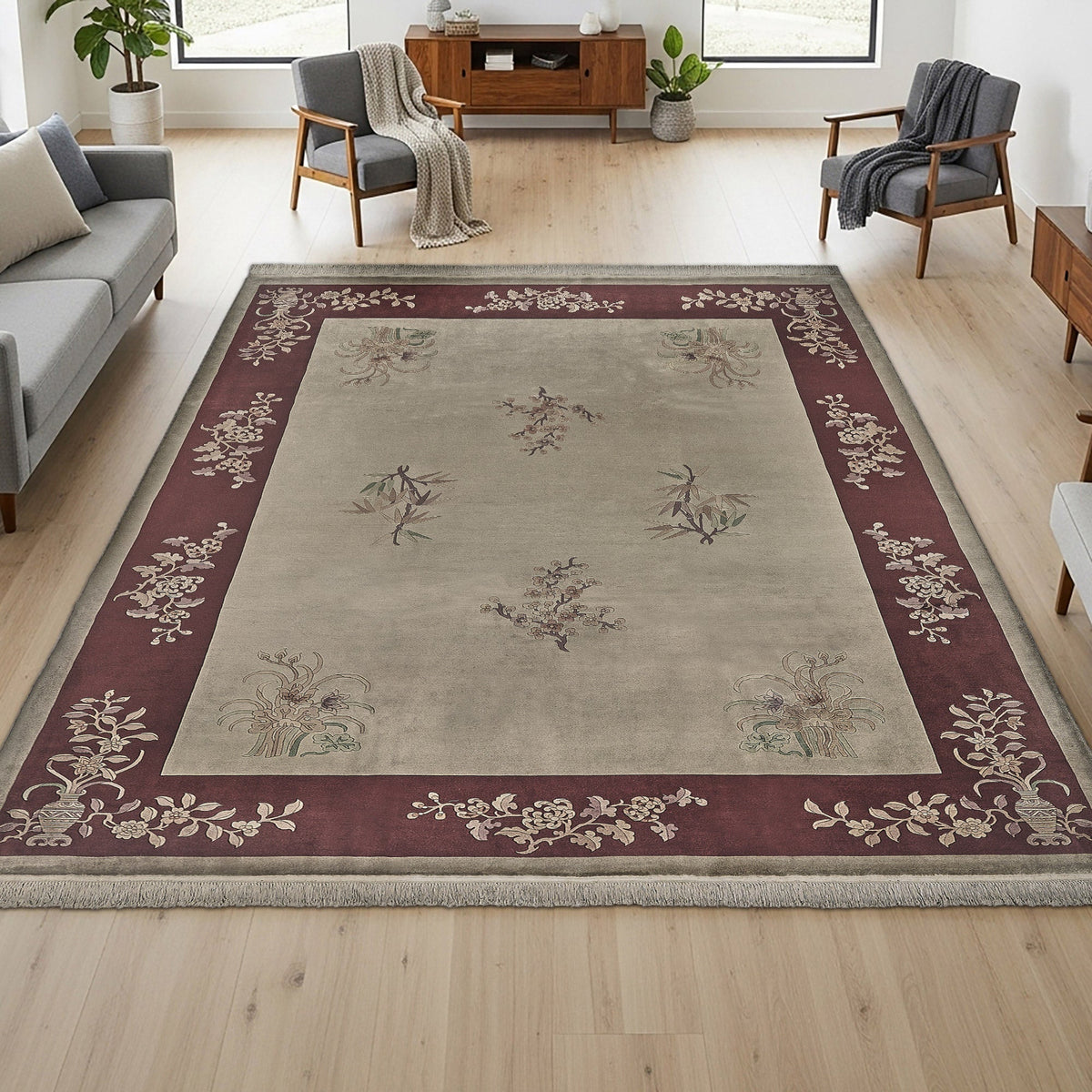 Pagoda Hand Knotted Rug Collection, Morges Red