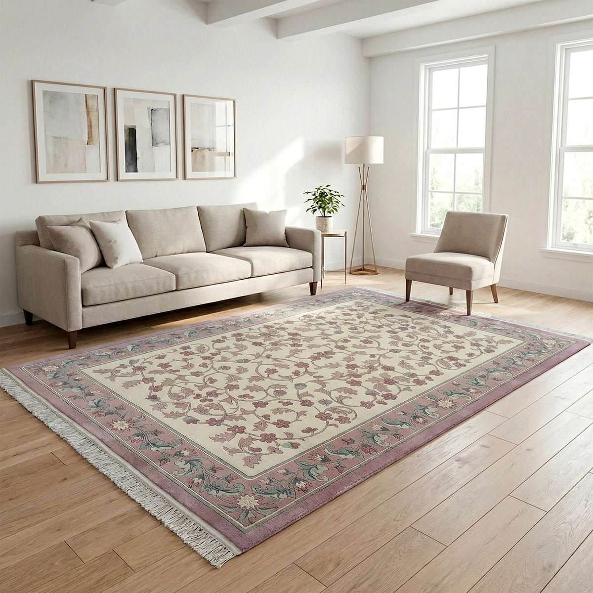 Pagoda Hand Knotted Rug Collection, Nyon Ivory