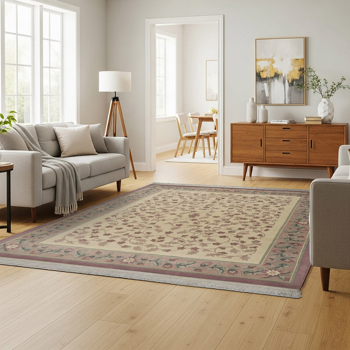 Pagoda Hand Knotted Rug Collection, Nyon Ivory