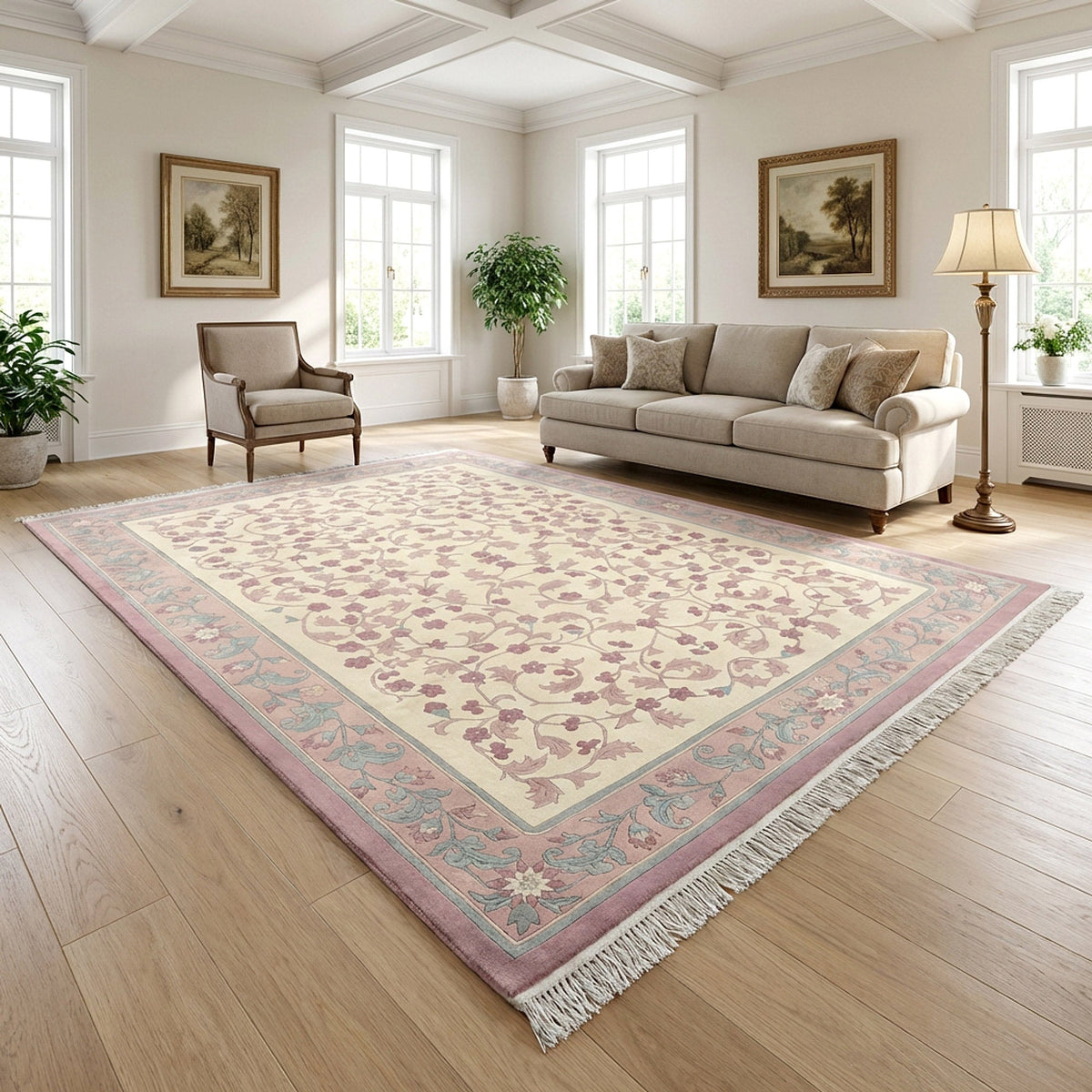 Pagoda Hand Knotted Rug Collection, Nyon Ivory