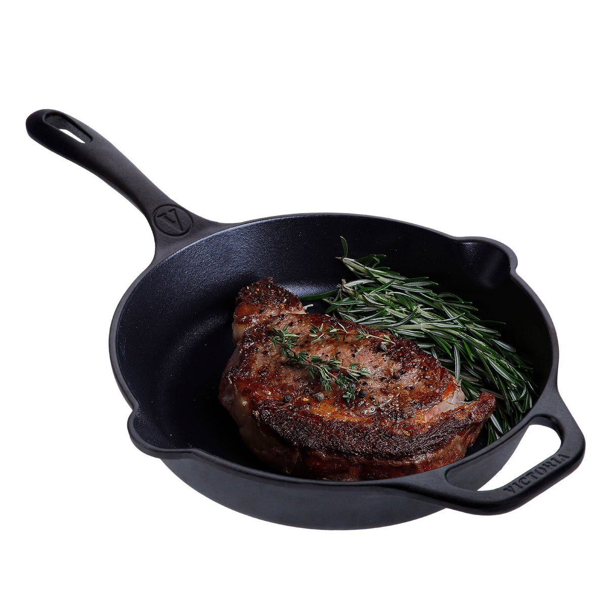 Victoria Cast Iron 10" Grill Pan and 10" Skillet