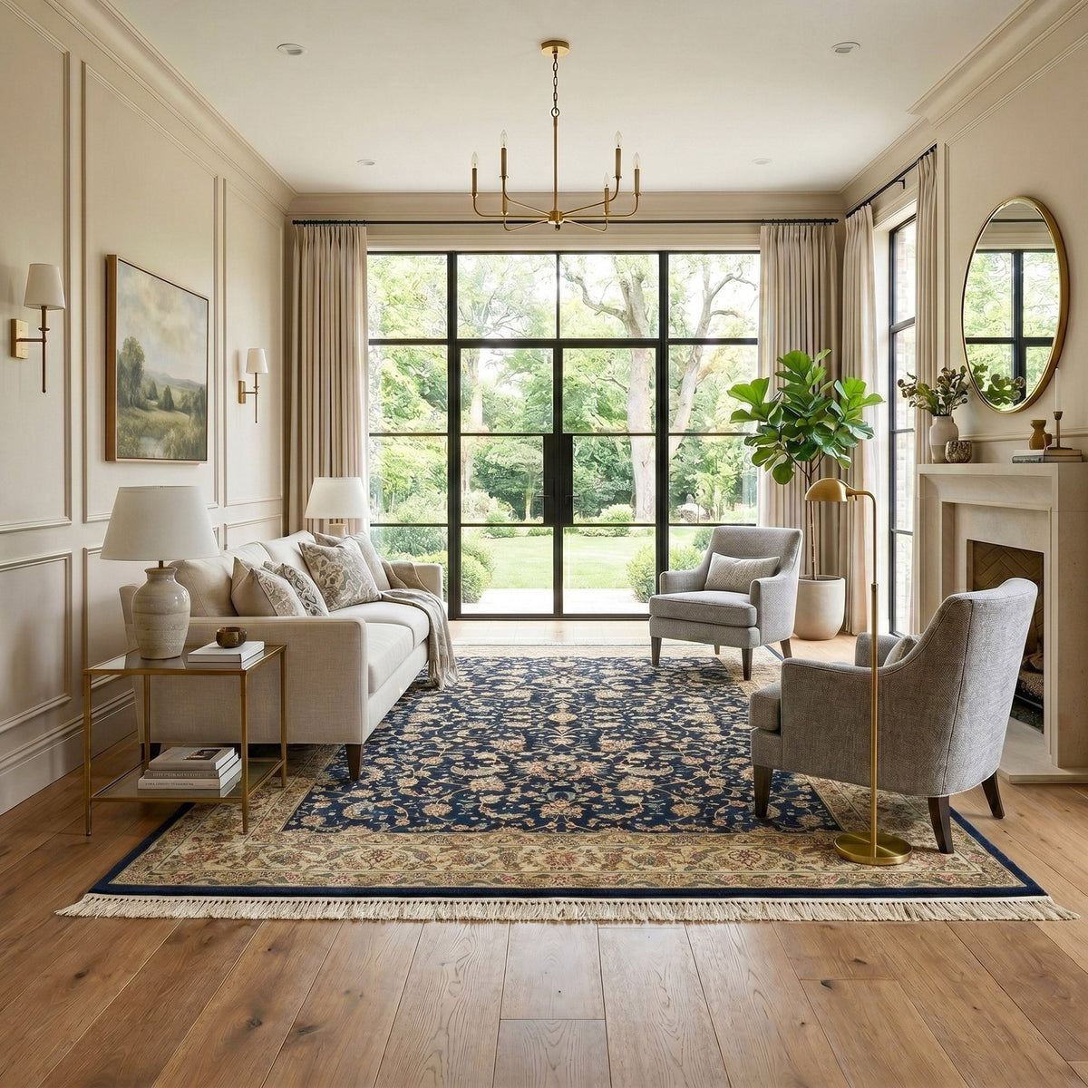 Montacute Hand Knotted Rug Collection, Rimini Dark Navy, 9' x 12'