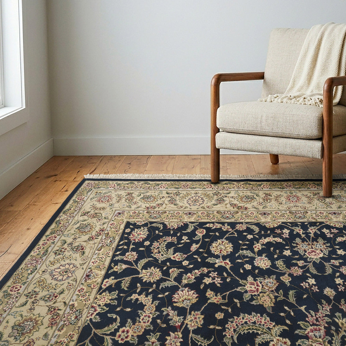 Montacute Hand Knotted Rug Collection, Rimini Dark Navy, 9' x 12'