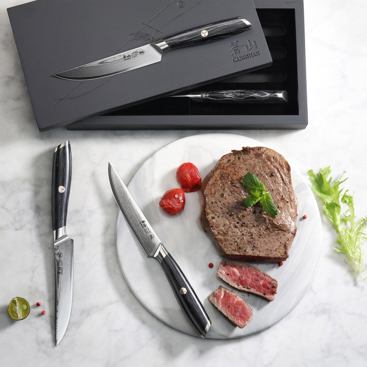 Cangshan NASU Series 4-piece Steak Knife Set with Wood Box