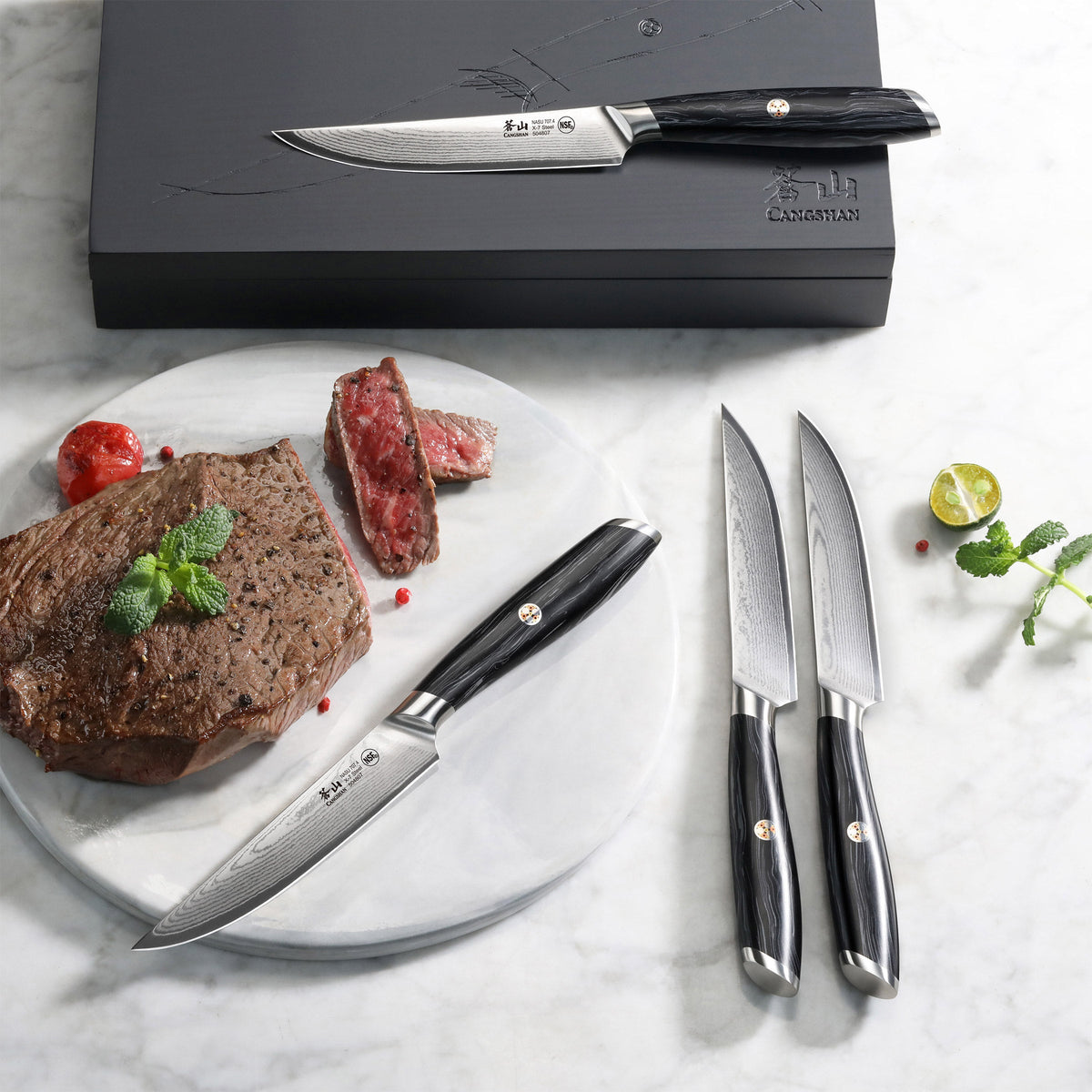 Cangshan NASU Series 4-piece Steak Knife Set with Wood Box