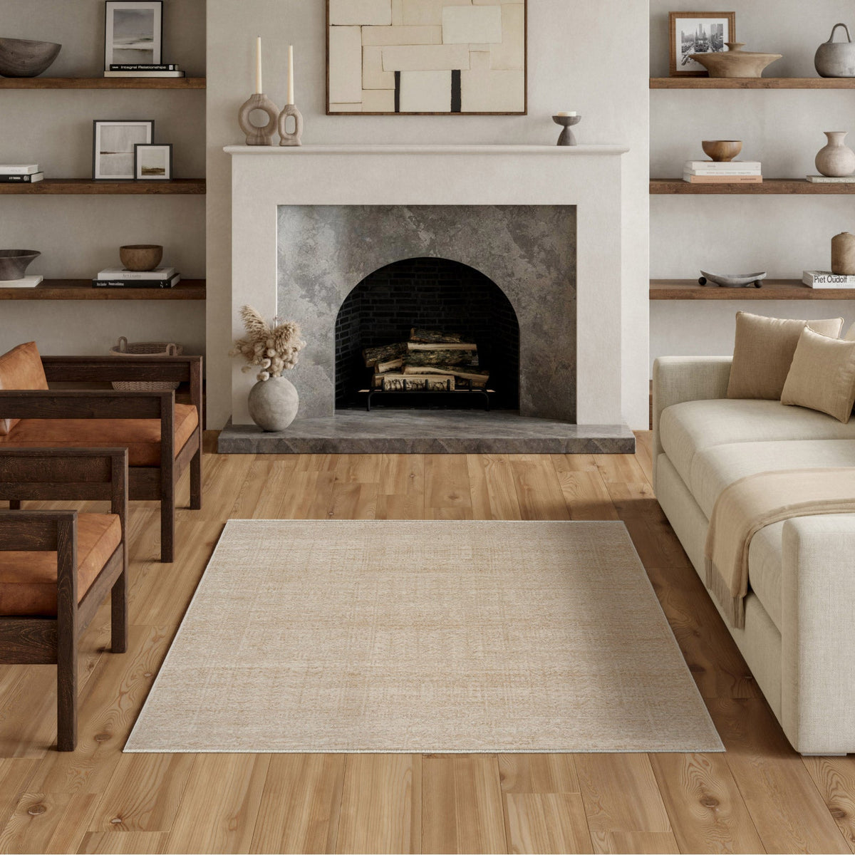 Nourison Pure Home Area Rug, Linen, 5’3” x 7’